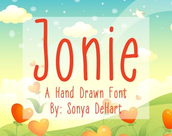 Jonie, Cute Font, Hand Written Font, Downloadable Font, Handwriting Font, Font Download, Digital Font, Font