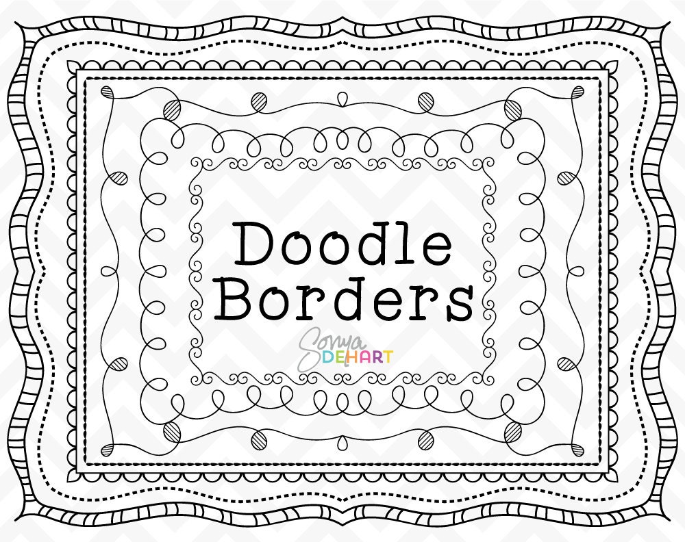 Doodle Clipart Doodle Frames Clipart Frames Doodle Borders Etsy