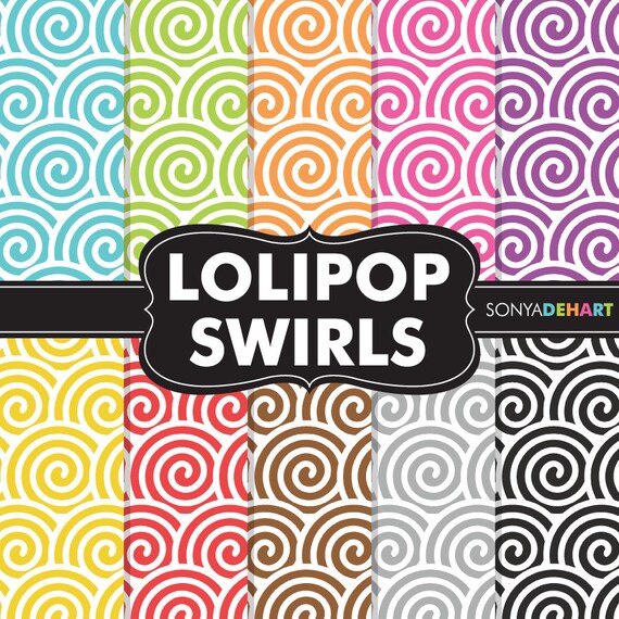 Lollipop Paper Lollipop Pattern Candy Digital Paper Swirls Etsy