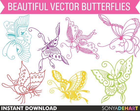 Butterfly Clipart, Clipart Butterflies, Digital Butterflies, Clipart, Clip Art, Butterflies, Insect Clipart, Spring Clipart Il_570xn