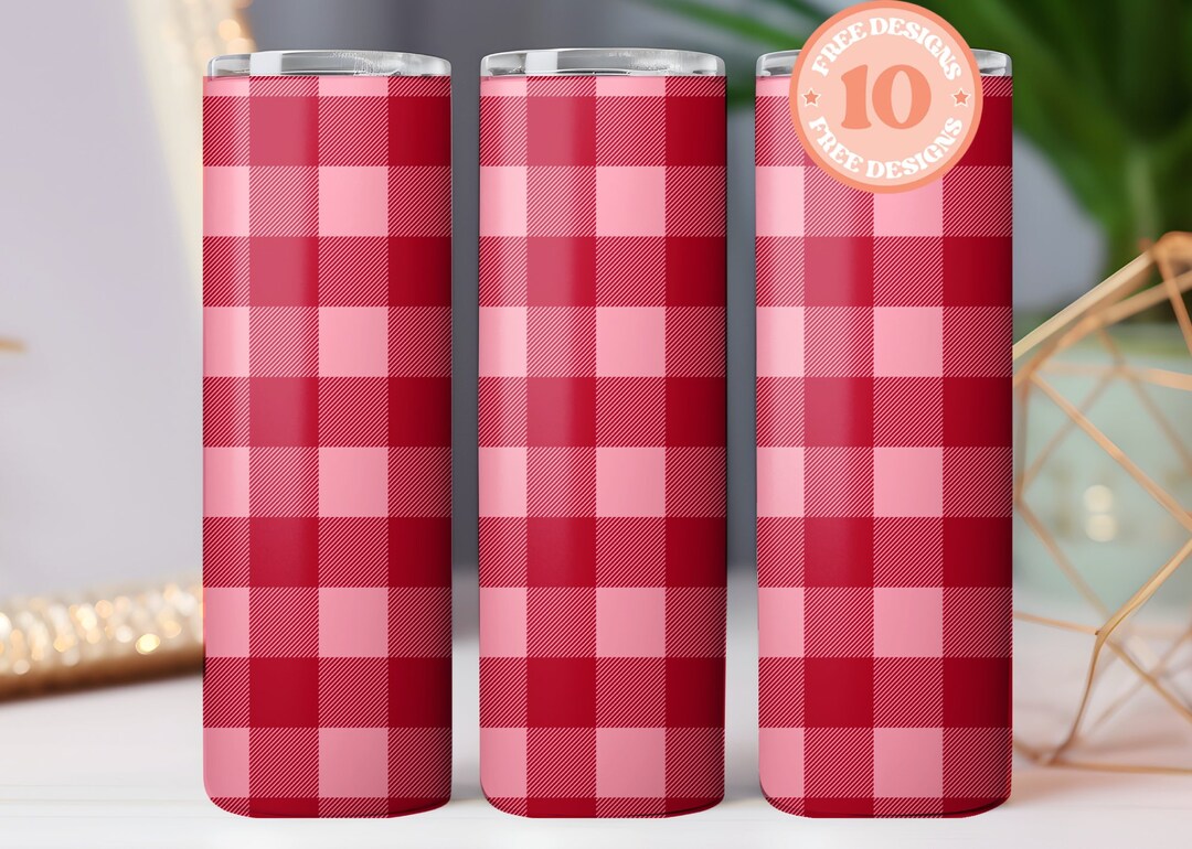 Red Pink Buffalo Plaid Tumbler Wrap PNG 20oz Lumberjack Vibes Etsy