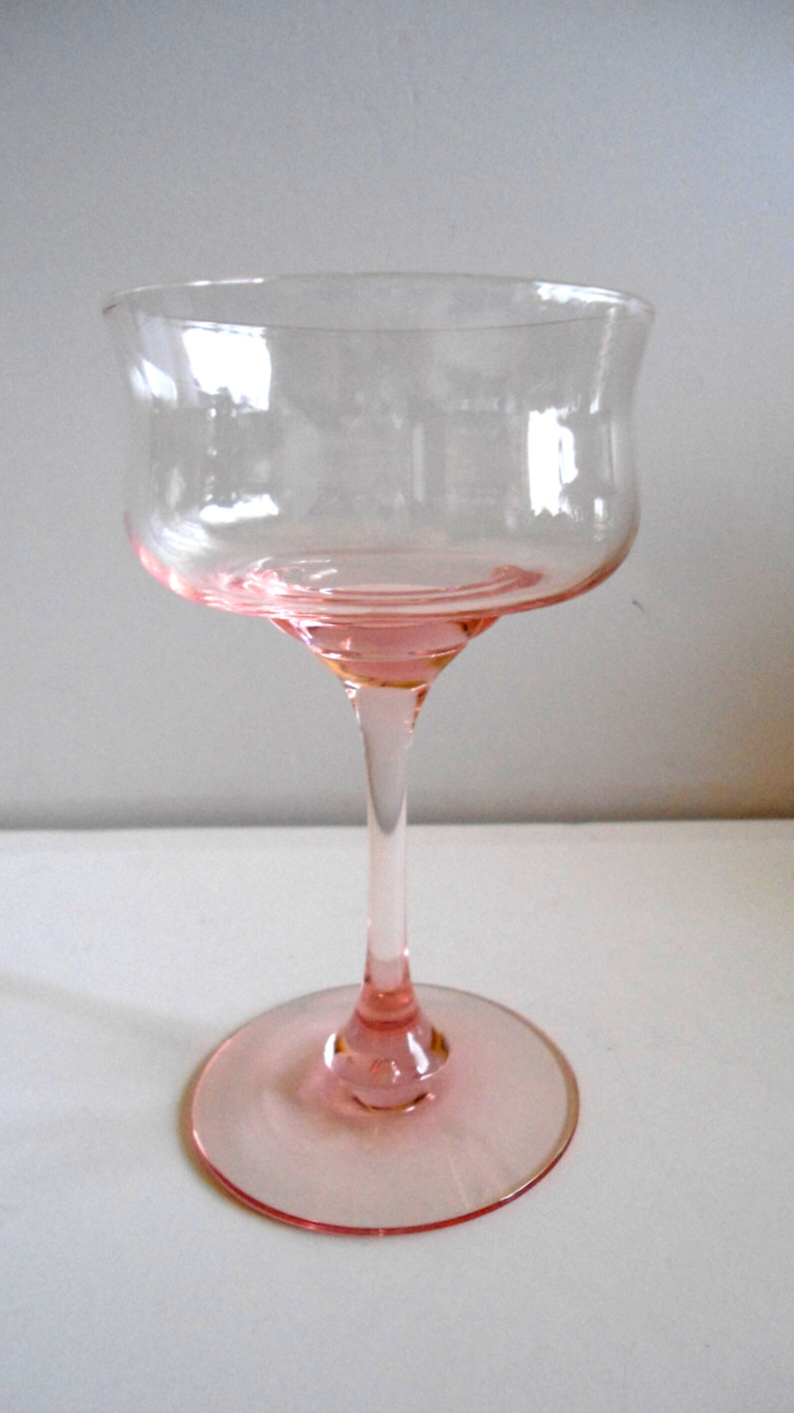 Vintage Art Deco 4 Pink Wine Glasses Depression Glass Etsy