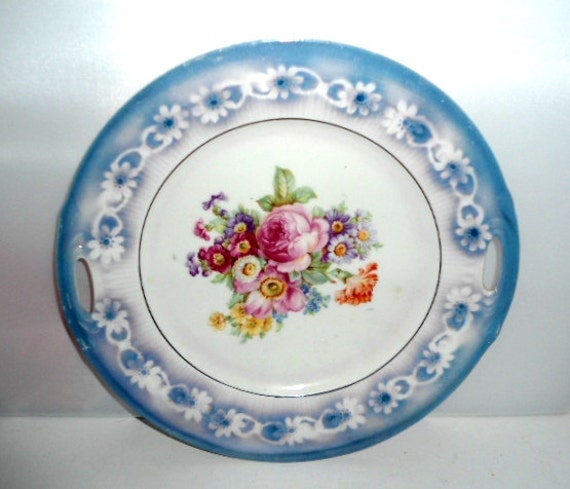 Pansy Pedestal Cake Plate Lusterware Plate Germany Art Deco