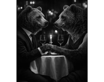 Funny Brown Bear Print | Brown Bear Couple Print | Funny Animal Print | Anniversary Gift | Wall Art