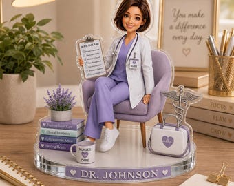 Personalized 2D Flat Nurse Acrylic Plaque, Custom Nurse Desk Decor With Name, Healthcare Appreciation Gift For Registered Nurses