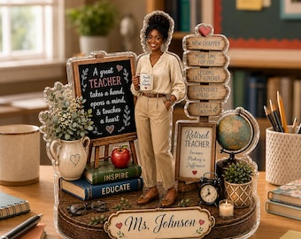 Personalized 2D Flat Teacher Acrylic Plaque, Custom Teacher Retirement Gift, Appreciation Keepsake For Educators Women, Retired Gift
