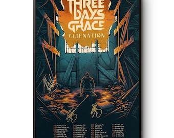 Three Days Grace Signed Poster - 2026 Alienation Tour - Autographed Band Merch - Official Concert Poster - Limited Edition Rock Memorabilia