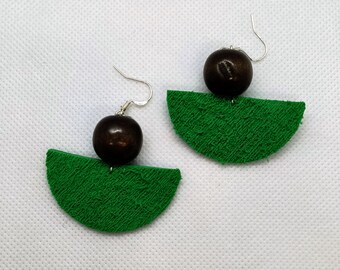 Bold Green Semi-circle Earrings