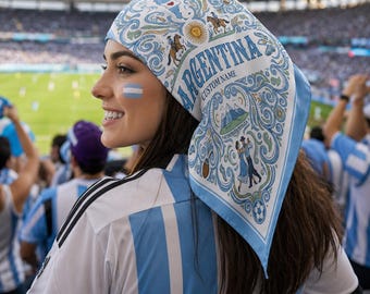 Szalik kibica Argentyny, chusta na głowę Sol de Mayo, prezent na festiwal piłkarski
