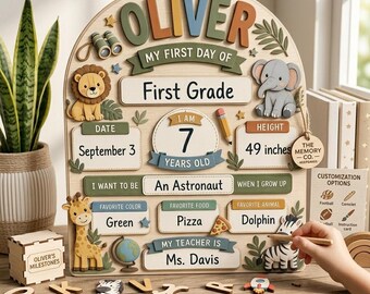 Personalized First Day of School Sign, Reusable Board, Last Day of School Keepsake, Back to School Decor