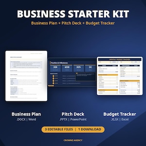 Business Starter Kit Bundle | Business Plan + Pitch Deck + Budget Tracker | Startup Templates | Instant Download