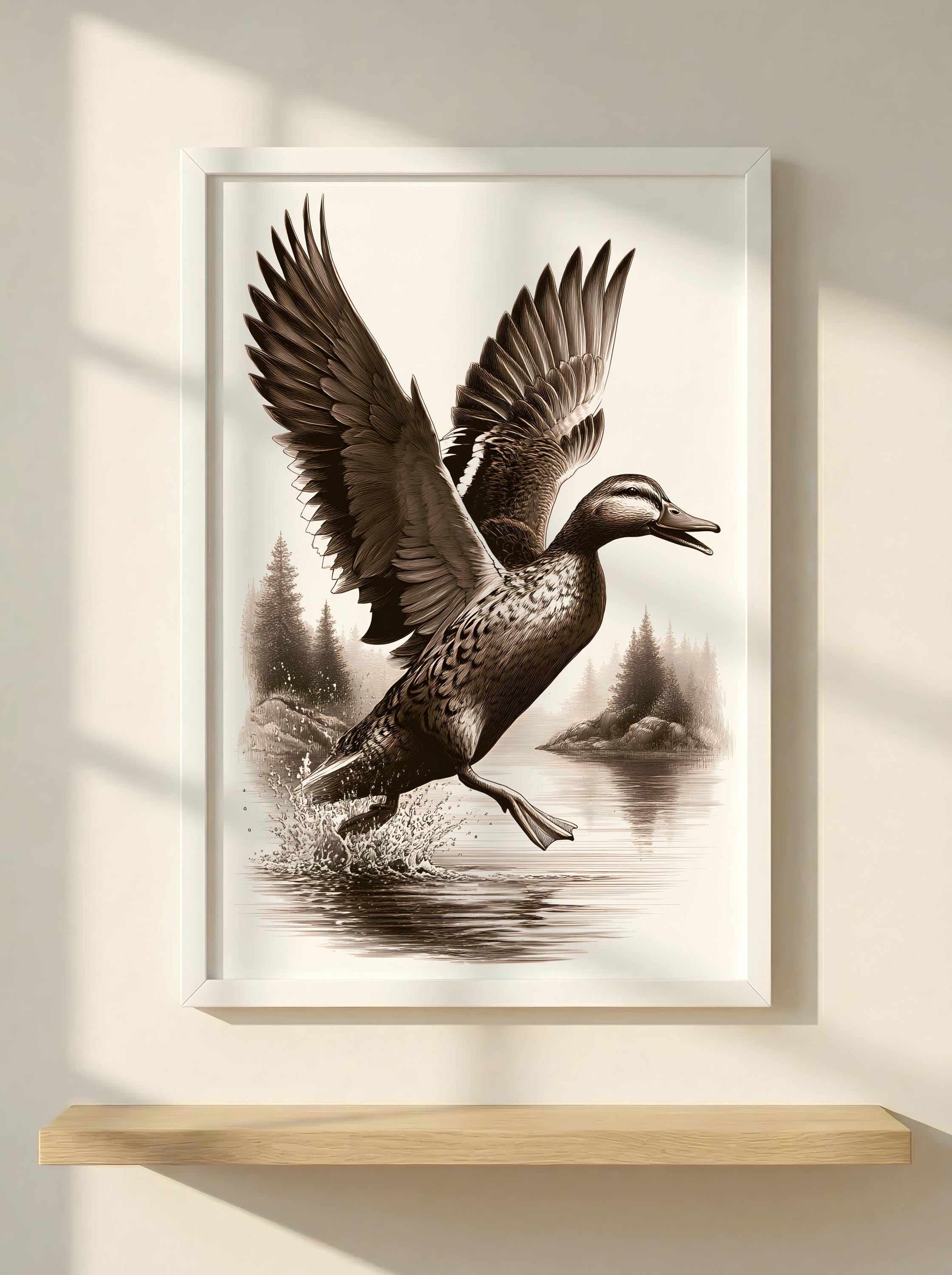 Taking off Duck Laser Engraving File PNG Wildlife Art, Duck Laser ...