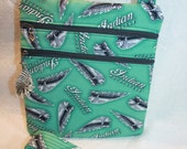 Handcrafted Motorcycle Club Theme Fabric Crossbody Handbag w adj Strap Free US Shipping