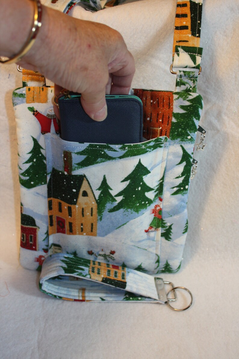 Christmas Theme Fabric Crossbody Handbag w/adj Strap Etsy