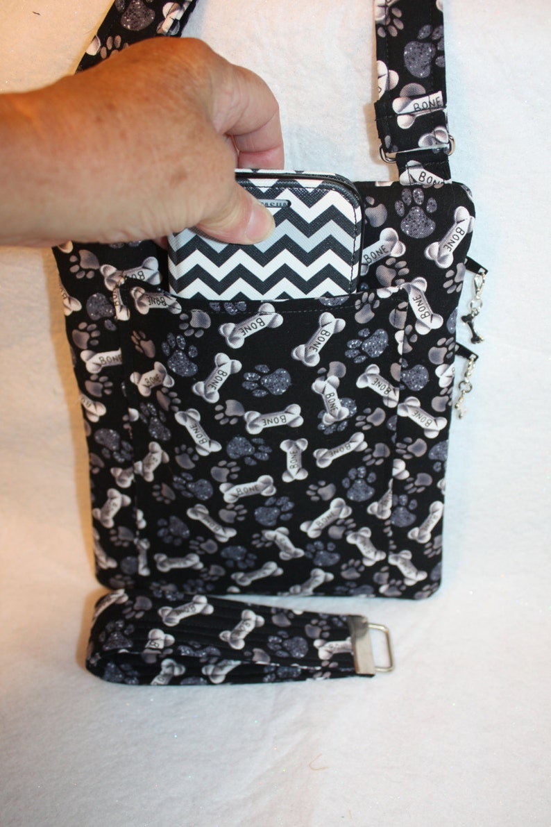 Handcrafted Crossbody Bag Dog Bones Themed Fabric with Adjustable Strap Free US Shipping image 4