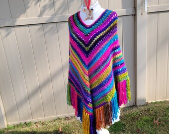 AMAZING Hand Crochet one Size Poncho- FREE SHIPPING