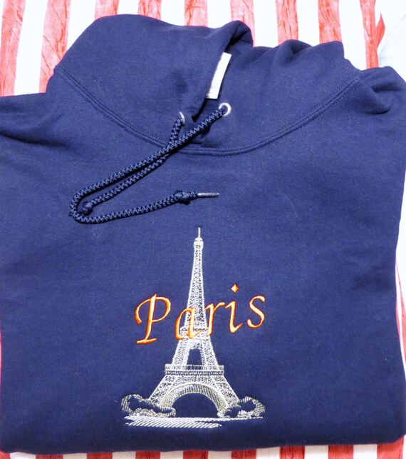 Embroidered Paris Eiffel Tower t shirt// Hoodie// Sweatshirt