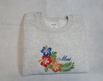 Embroidered Hibiscus Maui T shirt, Sweatshirt, Hoodie