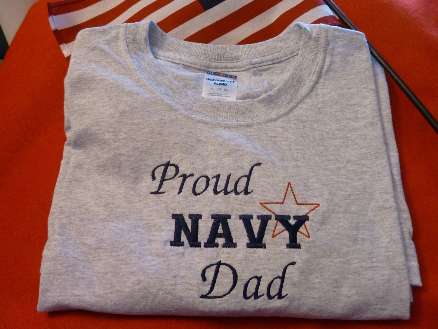 Proud Navy Dad Embroidered T Shirt - Etsy
