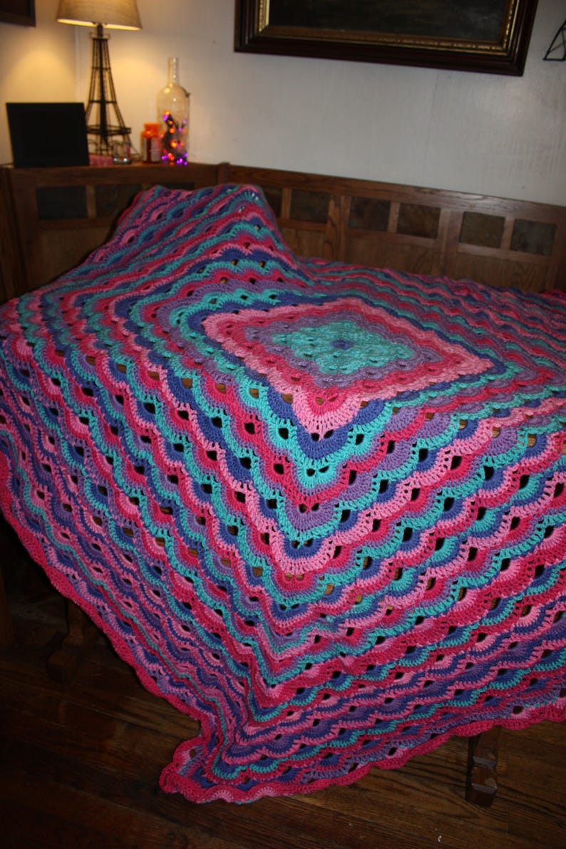 Hand Crocheted Afghan/Throw Mixed Berries Just Completed FREE Etsy