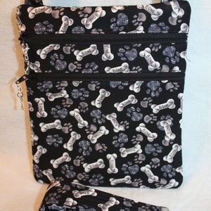 Handcrafted Crossbody Bag Dog Bones Themed Fabric with Adjustable Strap Free US Shipping image 1