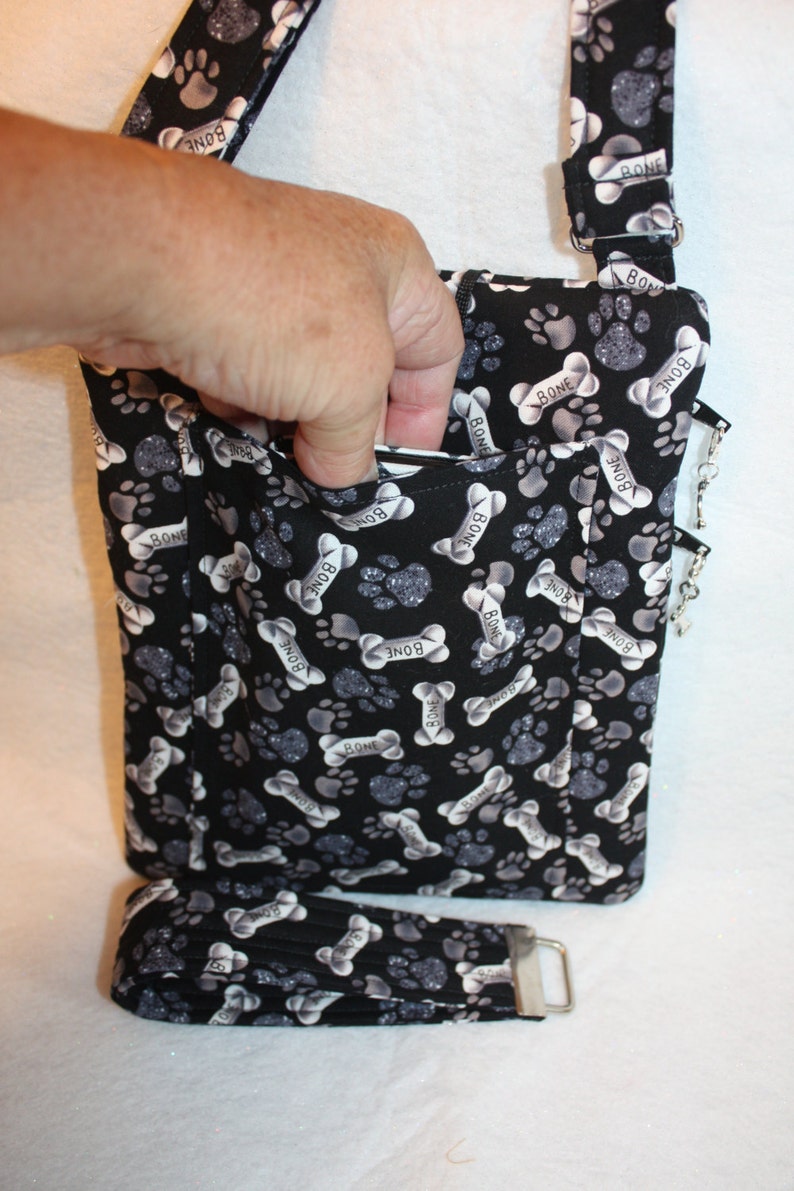 Handcrafted Crossbody Bag Dog Bones Themed Fabric with Adjustable Strap Free US Shipping image 5