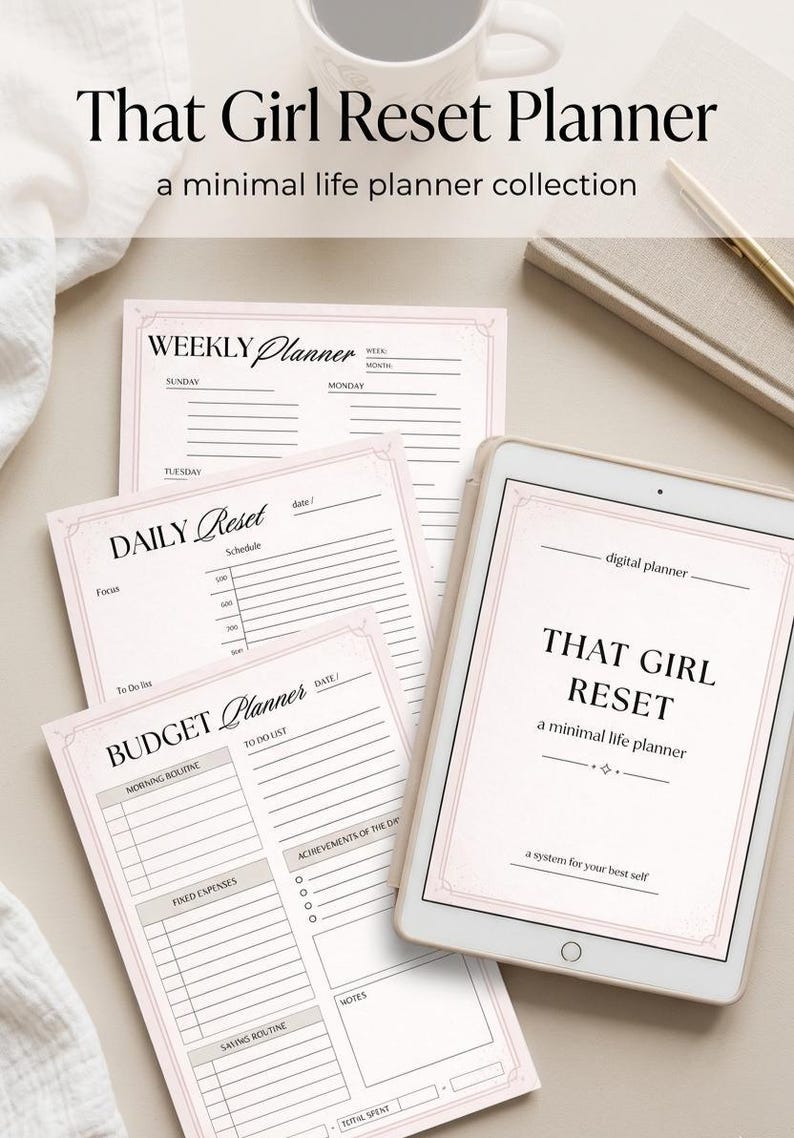 Editable Canva Digital Planner | That Girl Reset Planner | Undated ...