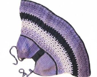 Crocheted halter, top, purple and black