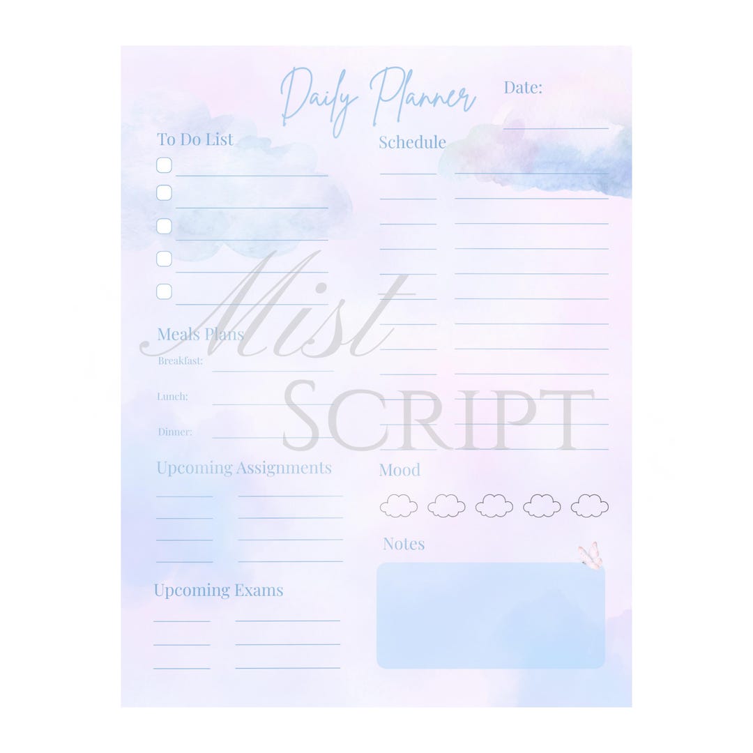Assignment Schedule Example Daily Student Daily Planner Template | Schedule, Assignments, Exams (PDF ...
