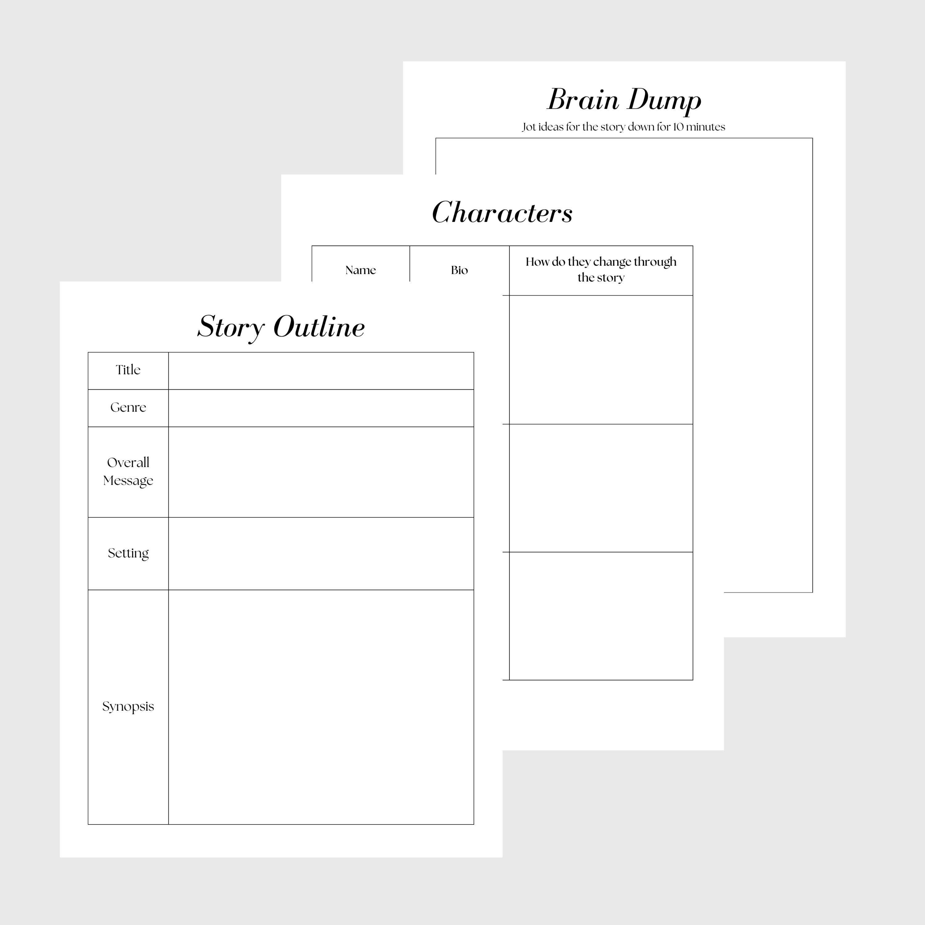 Basic Story Outline Template PDF Printable - Etsy