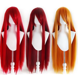 Cosplayperuk, scenperuk, emoperuk, dragperuk, animeperuk, röd peruk, kostymperuk, 40 tum // 100 cm