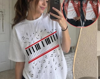 Comfort Colors Michael Jackson Beat It Piano Keys T Shirt, King of Pop Music Tee, MJ Beat It T-Shirt, Piano & Music Notes, Gift For Fan