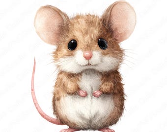 Clipartbundel babymuis | 22 png-aquarelmuis png, schattige bosdieren clipart, commercieel gebruik