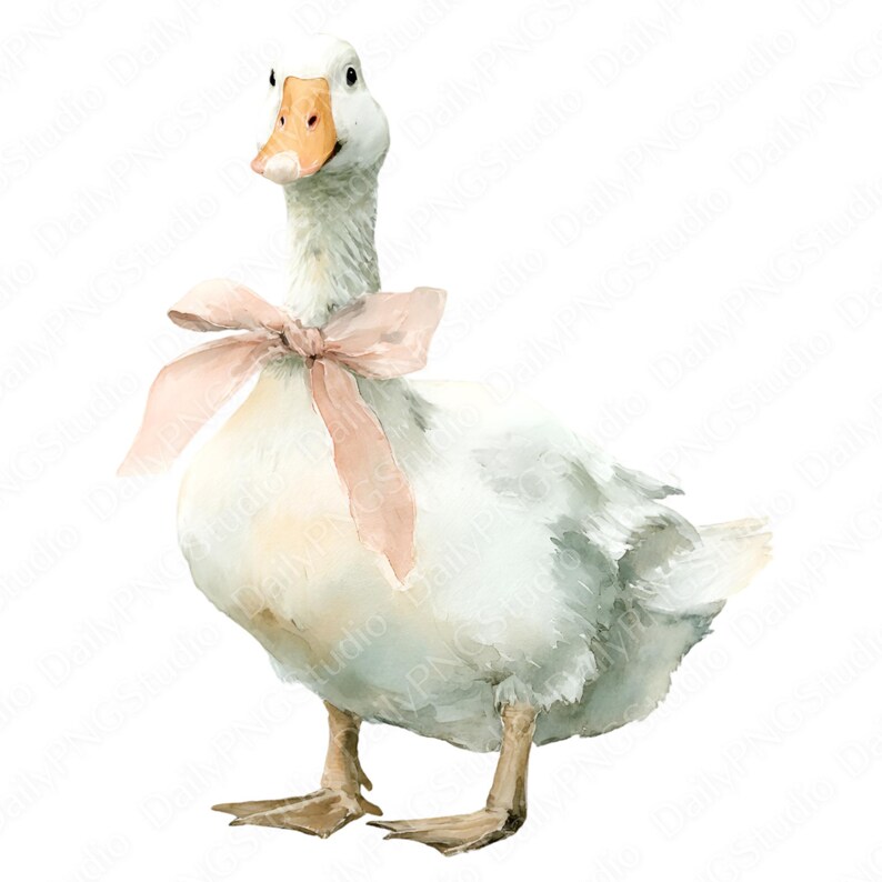 Silly Goose Clipart Bundle | 30 Watercolor Cute Goose PNG Set, Dusty ...
