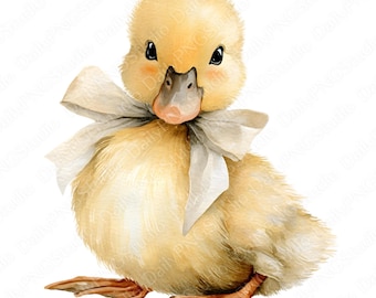 Clipartbundel babyeend | 15 png-aquarel eend png, schattige boerderijdieren clipart, commercieel gebruik