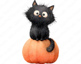 Pumpkin Cat clipartbundel | 20 png-aquarel kat png, schattige halloween kat clipart, herfst kat illustratie, commercieel gebruik
