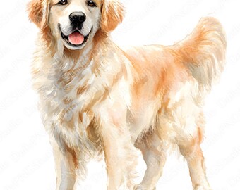 Golden retriever-clipartbundel | 15 png-aquarelhond png, schattige puppy-clipart, commercieel gebruik