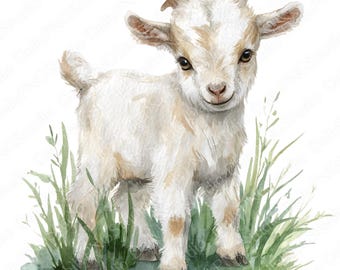 Clipartbundel babygeit | 25 png-aquarel geit png, schattige boerderijdieren clipart, commercieel gebruik