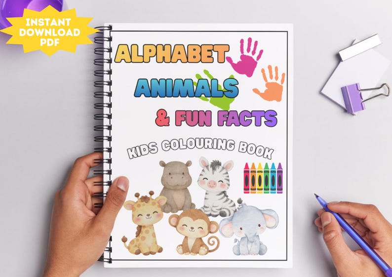 Letters and Animals Kids Colouring Book With FACTS - Etsy