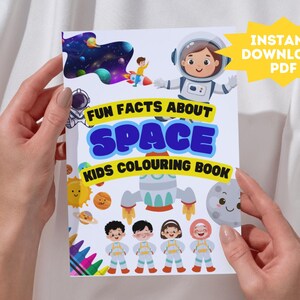 Libro para colorear del espacio con datos interesantes.