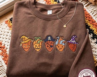 Cardiology Halloween Embroidered Sweatshirt, Cardiac Nurse Heart Tshirt, CVICU Fall Tees