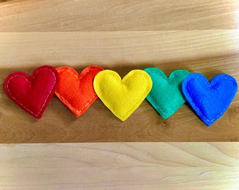 Hand-Stitched Rainbow Pride Heart Sachets (5 Count)