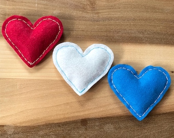 Hand-Stitched Felt Hearts – Scented Patriotic Pack (3 Count)