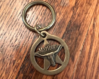 Vintage brass Marlboro advertising key chain