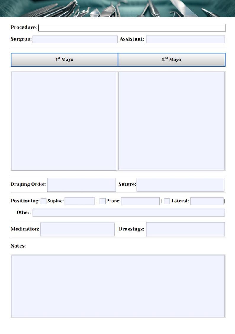 Surgical Notes Template for the Operating Room - Etsy