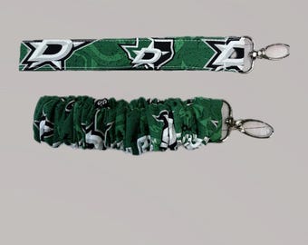 NHL keychain wristlet Scrunchie or Flat - Small 5.5 “ and Regular 7”  **not all teams are shown in photos