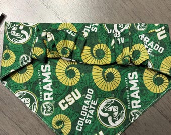 Colorado State Bandana CSU Pet Bandana Scrunchie Bandana Go Rams Slip On Bandana Sizes XS-XL