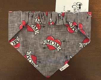 Heart Tattoo Mom Bandana Scrunchie Bandana Slip On Bandana Dog Mom Pet Clothing XS-XL