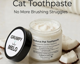Cat Toothpaste Natural Coconut Oil, Cat Dental Care Tartar Plaque Remover, Fresh Breath Cleaner, Safe to Swallow Pet Toothpaste