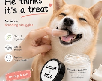 Natural Dog Toothpaste, Organic Doggo Dental Care, Doggie Tartar Plaque Remover, Safe Pet Toothpaste, Puppy Gift